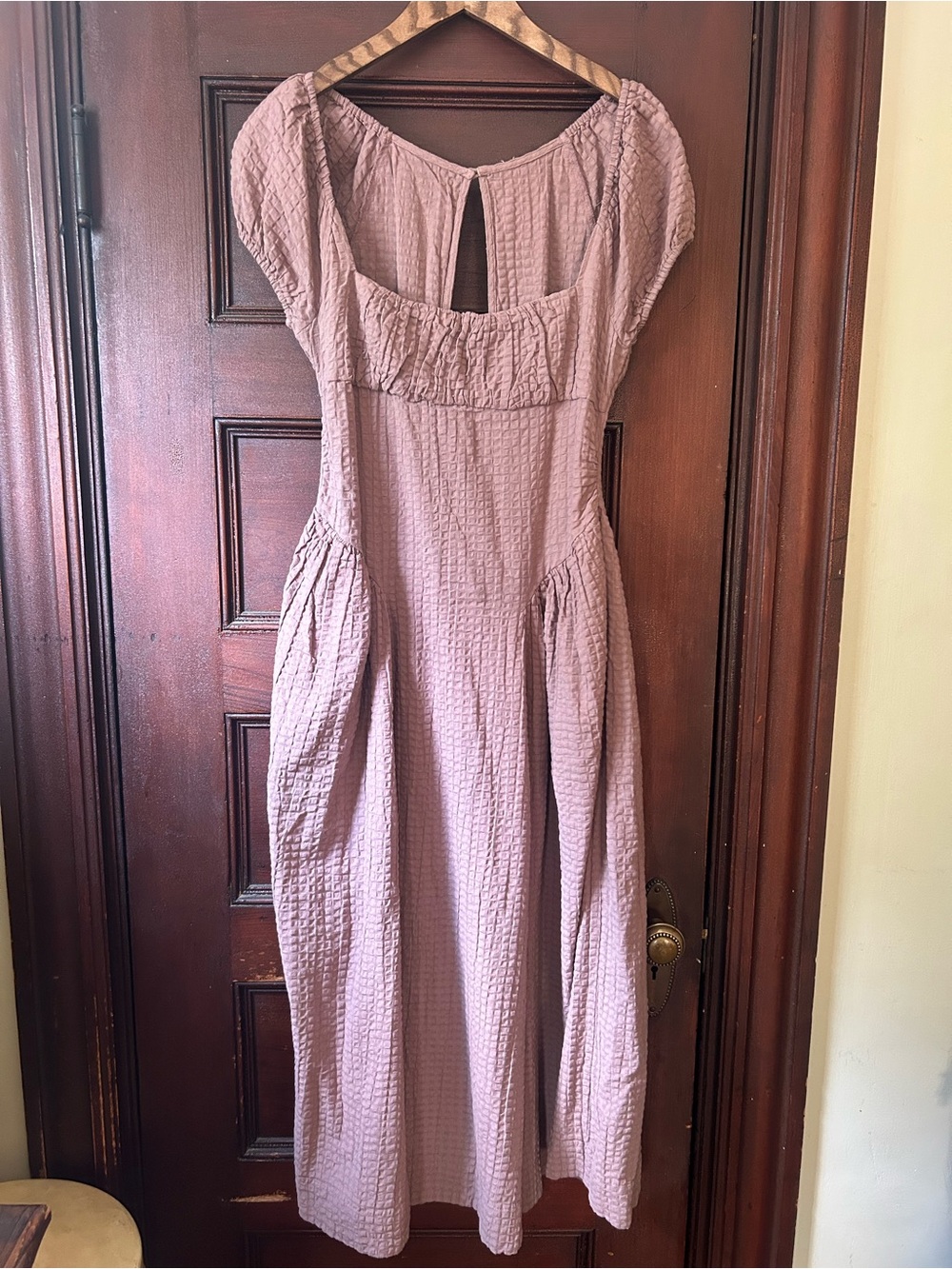 Free People Ciara Pucker Check Midi Dress Seersucker Drop Waist Boho Cottagecore - Picture 4 of 9